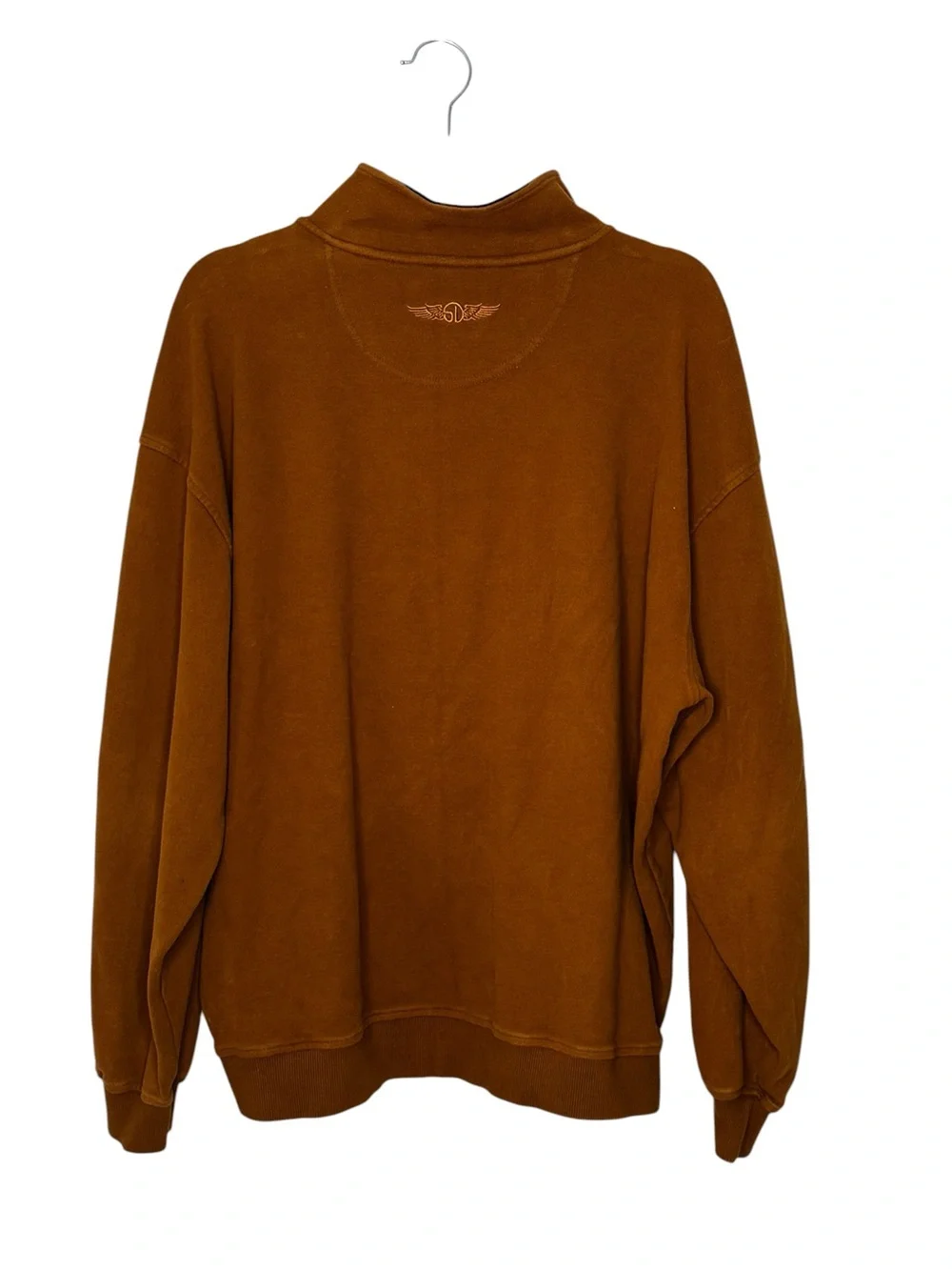 Men’s Straight Down Clothing Co Large Camel Colored 1/4 Zip Cotton Sweatshirt
